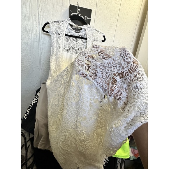 FREE PEOPLE Intimately Womens Large Dress White Lace Sleeveless SEXY Open Back - Picture 3 of 10